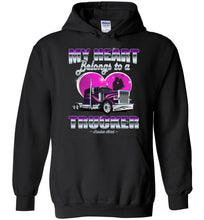 Load image into Gallery viewer, My Heart Belongs To A Trucker Truckers Wife Hoodie black