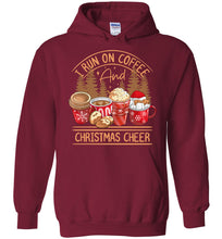 Load image into Gallery viewer, I Run On Coffee And Christmas Cheer Christmas Hoodie Cardinal Red