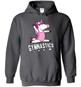 Unicorn Gymnastics Hoodie For Girls charcoal