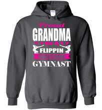 Load image into Gallery viewer, Proud Grandma Of A Flippin Awesome Gymnast Gymnastics Grandma Hoodie charcoal