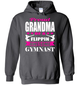 Proud Grandma Of A Flippin Awesome Gymnast Gymnastics Grandma Hoodie charcoal