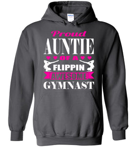 Proud Auntie Of A Flippin Awesome Gymnast Aunt Hoodie charcoal
