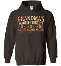 Load image into Gallery viewer, Grandma&#39;s Favorite Turkeys Funny Grandma Sweatshirt hoodie chocolate 