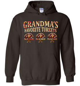 Grandma's Favorite Turkeys Funny Grandma Sweatshirt hoodie chocolate 