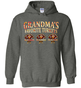 Grandma's Favorite Turkeys Funny Grandma Sweatshirt hoodie dark heather