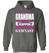 Load image into Gallery viewer, Proud Grandma Of A Flippin Awesome Gymnast Gymnastics Grandma Hoodie dark heather