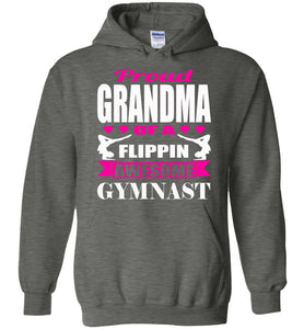 Proud Grandma Of A Flippin Awesome Gymnast Gymnastics Grandma Hoodie dark heather