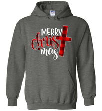 Load image into Gallery viewer, Merry Christ Mas Christian Christmas Hoodie dark gray heather