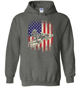 Vintage American Flag Snowmobile hoodies dark gray heather