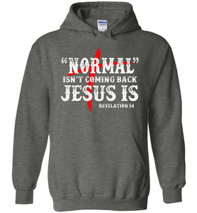 Christian Hoodie, Normal Isn't Coming Back Jesus Is dk grey