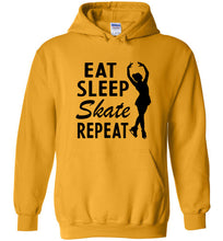Load image into Gallery viewer, Eat Sleep Skate Repeat Figure Skating Hoodie gold