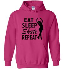 Load image into Gallery viewer, Eat Sleep Skate Repeat Figure Skating Hoodie Heliconia