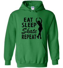 Load image into Gallery viewer, Eat Sleep Skate Repeat Figure Skating Hoodie irish green