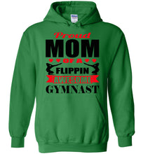 Load image into Gallery viewer, Proud Mom Of A Flippin Awesome Gymnast Gymnastics Mom Hoodie 2 green