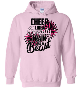Cheer Like A Beauty Train Like A Beast Cheer Hoodies For Girls pink