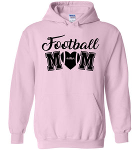 Football Mom Hoodies With Football Heart pink