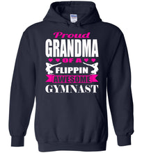 Load image into Gallery viewer, Proud Grandma Of A Flippin Awesome Gymnast Gymnastics Grandma Hoodie navy