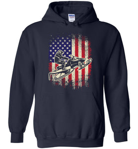 Vintage American Flag Snowmobile hoodies navy