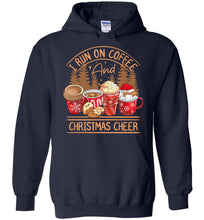 Load image into Gallery viewer, I Run On Coffee And Christmas Cheer Christmas Hoodie navy