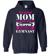 Load image into Gallery viewer, Proud Mom Of A Flippin Awesome Gymnast Gymnastics Mom Hoodie navy