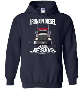 I Run On Diesel And Jesus Christian Trucker Hoodie navy