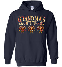 Load image into Gallery viewer, Grandma&#39;s Favorite Turkeys Funny Grandma Sweatshirt hoodie navy