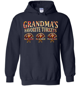Grandma's Favorite Turkeys Funny Grandma Sweatshirt hoodie navy