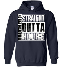 Load image into Gallery viewer, Straight Outta Hours Funny Trucker Hoodie navy