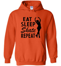Load image into Gallery viewer, Eat Sleep Skate Repeat Figure Skating Hoodie orange