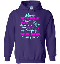 Load image into Gallery viewer, Never Underestimate The Power Of A Praying Nana Hoodie purple