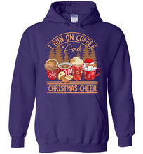 Load image into Gallery viewer, I Run On Coffee And Christmas Cheer Christmas Hoodie purple