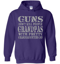 Load image into Gallery viewer, Guns Don&#39;t Kill People Grandpas With Pretty Granddaughters Do Funny Grandpa Hoodie purple