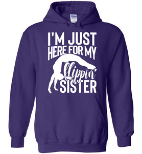 I'm Just Here For My Flippin' Sister Gymnastics Brother Sister Hoodie purple