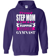 Load image into Gallery viewer, Proud Step Mom Of A Flippin Awesome Gymnast Gymnastics Mom Hoodie purple