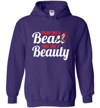 Load image into Gallery viewer, Train Like A Beast Look Like A Beauty Gymnastics Hoodie | Cheer Hoodie | Dance Hoodie purple