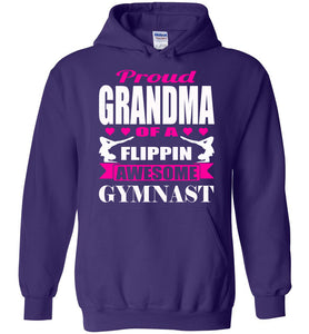 Proud Grandma Of A Flippin Awesome Gymnast Gymnastics Grandma Hoodie purple