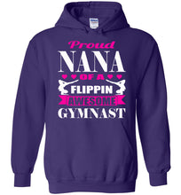 Load image into Gallery viewer, Proud Nana Of A Flippin Awesome Gymnast Gymnastics Nana Hoodie purple