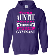 Load image into Gallery viewer, Proud Auntie Of A Flippin Awesome Gymnast Aunt Hoodie purple