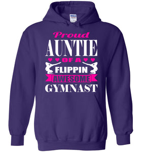 Proud Auntie Of A Flippin Awesome Gymnast Aunt Hoodie purple