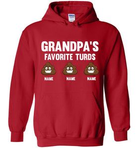 Grandpa's Favorite Turds Funny Grandpa Hoodie  red