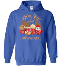 Load image into Gallery viewer, I Run On Coffee And Christmas Cheer Christmas Hoodie royal
