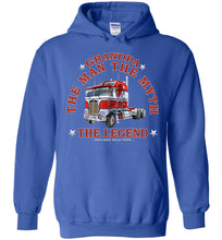 Load image into Gallery viewer, Grandpa The Man The Myth The Legend Trucker Sweatshirt hoodie royal