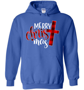 Merry Christ Mas Christian Christmas Hoodie royal