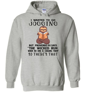 I Wanted To Go Jogging Proverbs 28 Hoodie gray
