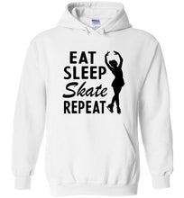 Load image into Gallery viewer, Eat Sleep Skate Repeat Figure Skating Hoodie white