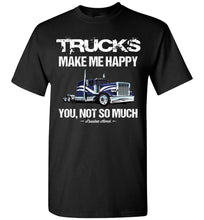 Load image into Gallery viewer, Trucks Make Me Happy Funny Trucker T Shirt