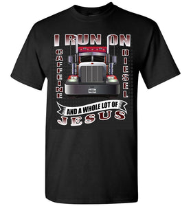Caffeine Diesel And Jesus Christian Trucker T Shirt gb