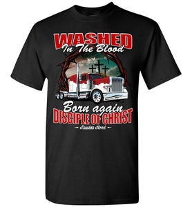 Washed In The Blood Christian Trucker Shirts black