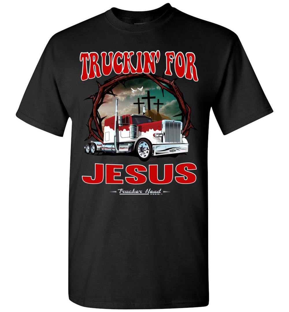 Truckin' For Jesus Christian Trucker T Shirt black
