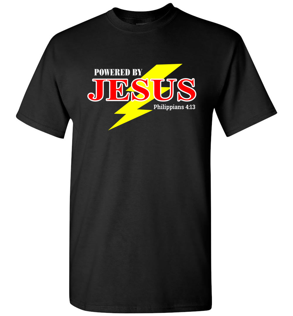 Powered By Jesus Christian T Shirt black